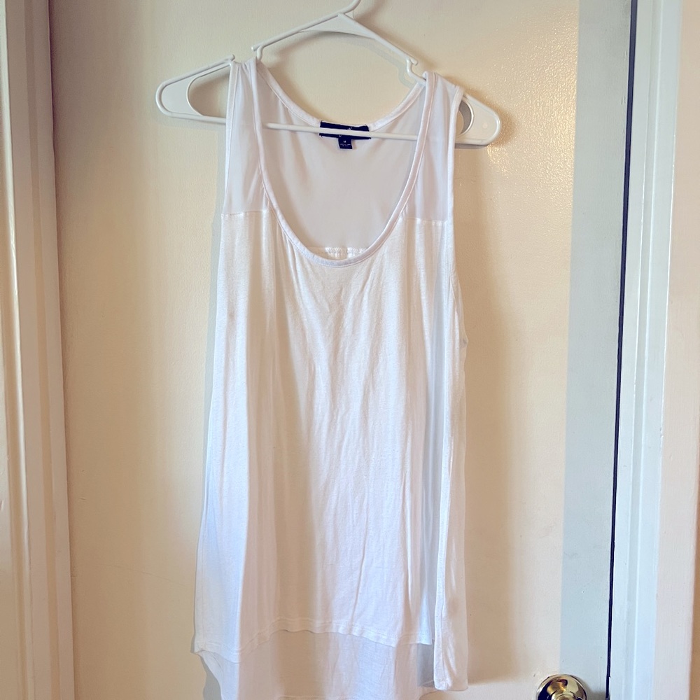 White tank with sheer detail